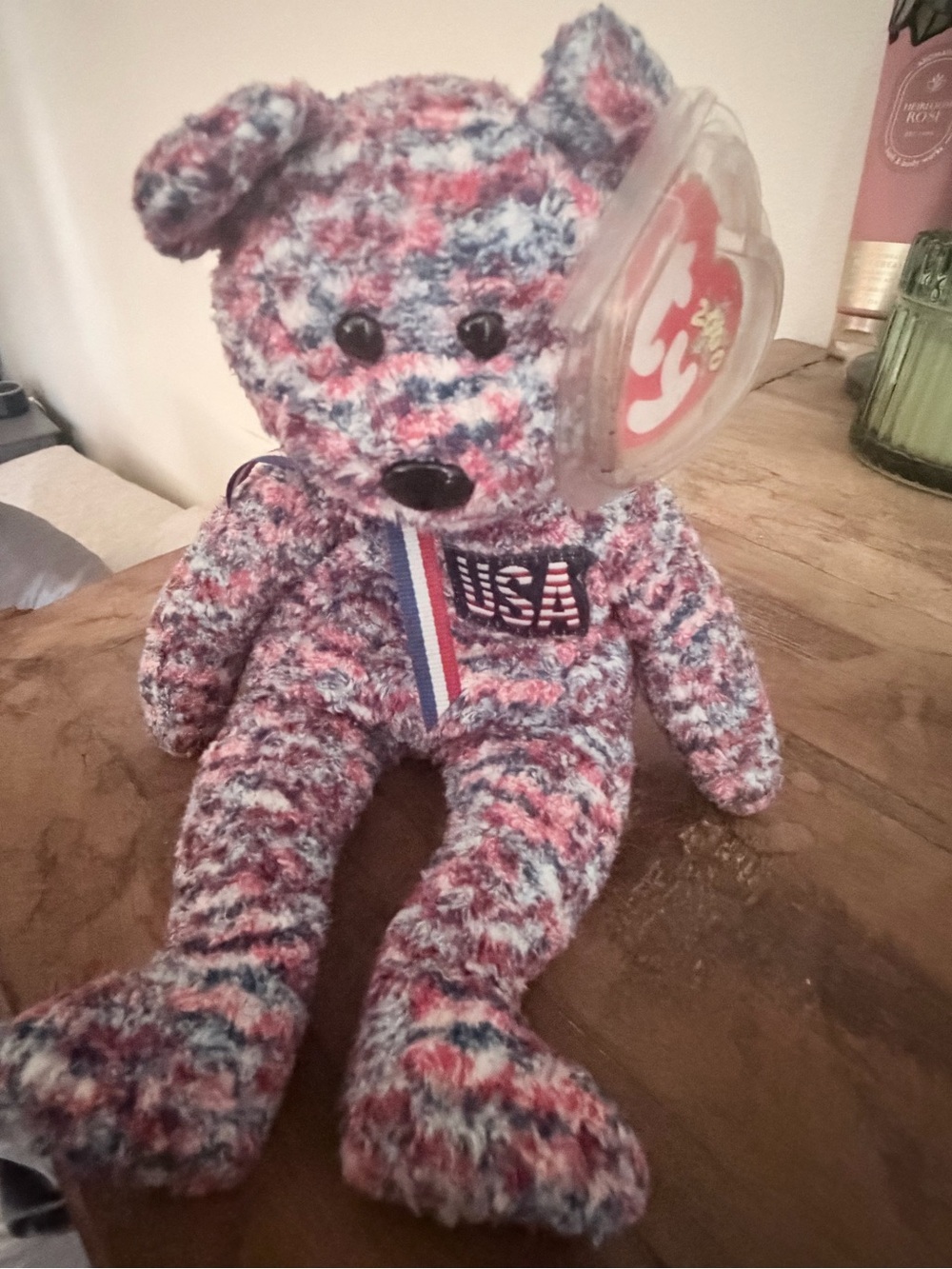 USA Knit Multicolor Bear Plush Stuffed Animal